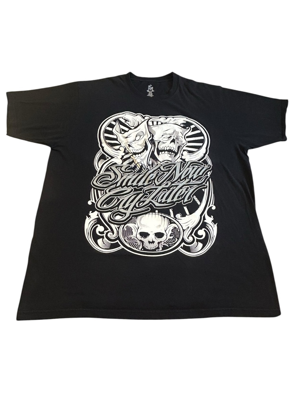 State of Mind Smile Now Cry Later Skull Graphic Tee XXL